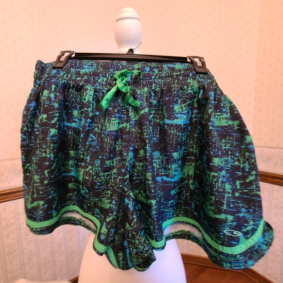 Champion Pants - CHAMPION ATHLETIC RUNNING SHORTS-KELLY GREEN/BLUE GEOMETRIC- SIZE XXL